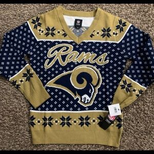 NFL apparel NWT, Los Angeles, Rams Christmas sweater women’s medium